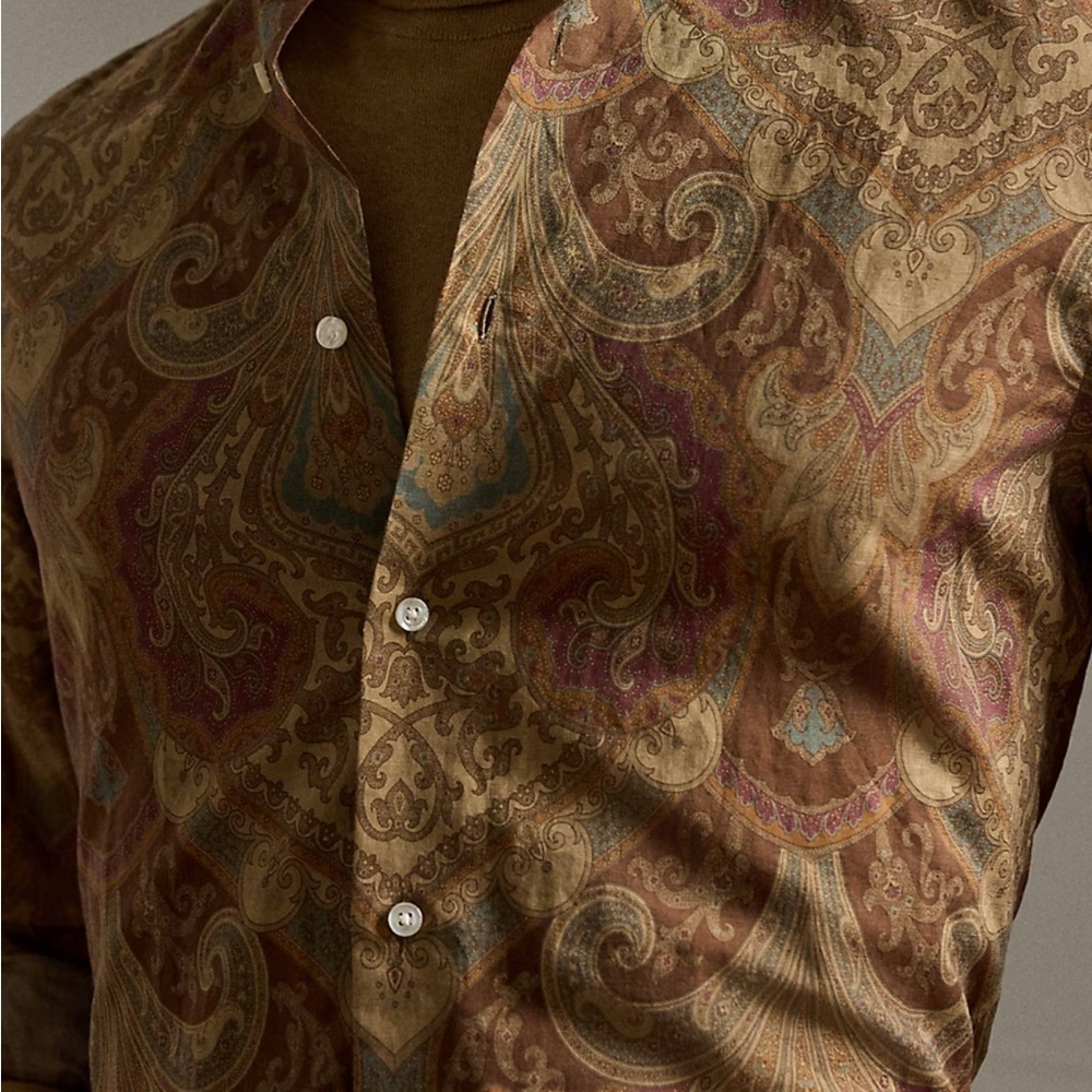 Lauren Ralph Lauren Corpcore Heritage 100% Cotton gold multicolor Shirt Medium - Picture 5 of 14